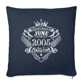 Juin 2005 anniversaire Juin 2005 Juin cadeau - Housse de coussin décorative 45 x 45 cm - bleu marine - Devant