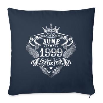 Juin 1999 anniversaire Juin 1999 Juin cadeau - Housse de coussin décorative 45 x 45 cm - bleu marine - Devant