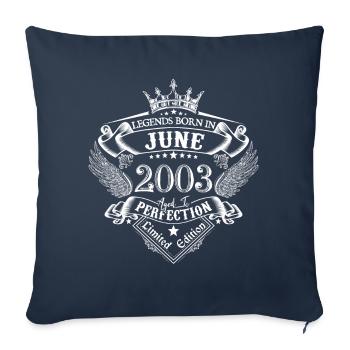 Juin 2003 anniversaire Juin 2003 Juin cadeau - Housse de coussin décorative 45 x 45 cm - bleu marine - Devant