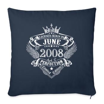 Juin 2008 anniversaire Juin 2008 Juin cadeau - Housse de coussin décorative 45 x 45 cm - bleu marine - Devant