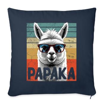 Papaka Le papa alpaga Drôle Père Fête des pères - Housse de coussin décorative 45 x 45 cm - bleu marine - Devant