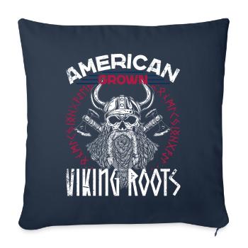 Fier Viking nordique américain - Housse de coussin décorative 45 x 45 cm - bleu marine - Devant