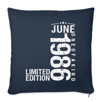 Juin 1986 Juin anniversaire Juin 1986 - Housse de coussin décorative 45 x 45 cm - bleu marine - Devant