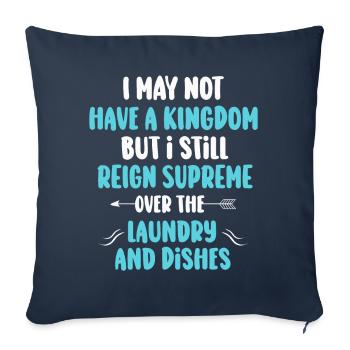 Régnez sur la lessive et la vaisselle Femme au foyer - Housse de coussin décorative 45 x 45 cm - bleu marine - Devant