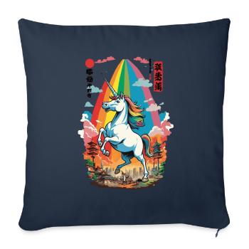 Japon Ukiyo-E Art Style Vintage Japonais - Housse de coussin décorative 45 x 45 cm - bleu marine - Devant