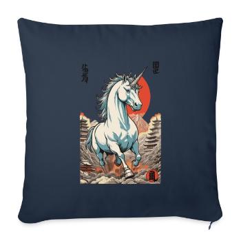 Japon Ukiyo-E Art Style Vintage Japonais - Housse de coussin décorative 45 x 45 cm - bleu marine - Devant