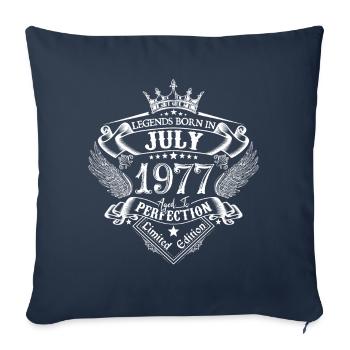 Juillet 1977 anniversaire Juillet 1977 Juillet - Housse de coussin décorative 45 x 45 cm - bleu marine - Devant