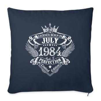 Juillet 1984 anniversaire Juillet 1984 Juillet - Housse de coussin décorative 45 x 45 cm - bleu marine - Devant