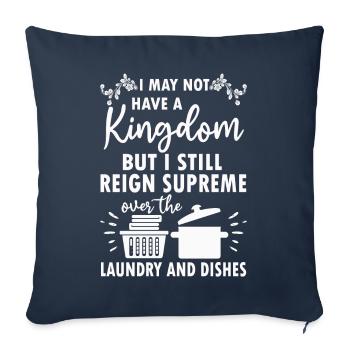 Régnez sur la lessive et la vaisselle Femme au foyer - Housse de coussin décorative 45 x 45 cm - bleu marine - Devant