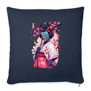 Oni Samurai Vaporwave Aesthetic Japan Culture - Sofa pillowcase 17,3'' x 17,3'' (45 x 45 cm) - navy - Front