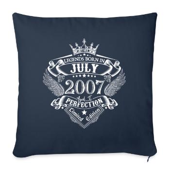 Juillet 2007 anniversaire Juillet 2007 Juillet - Housse de coussin décorative 45 x 45 cm - bleu marine - Devant