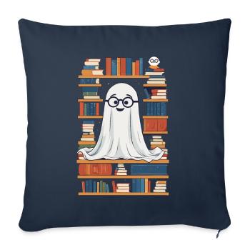 Drôle d’amateur de livres Style Halloween fantôme - Housse de coussin décorative 45 x 45 cm - bleu marine - Devant