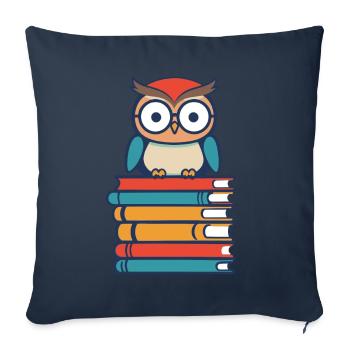 Livres Hibou mignon rat de bibliothèque rat de bibliothèque rat de bibliothèque - Housse de coussin décorative 45 x 45 cm - bleu marine - Devant