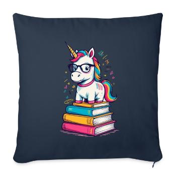 Cute Unicorn Bookworm Magical Unicorns - Sofa pillowcase 17,3'' x 17,3'' (45 x 45 cm) - navy - Front