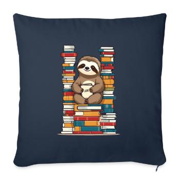 Livre de lecture drôle d’amoureux des livres paresseux - Housse de coussin décorative 45 x 45 cm - bleu marine - Devant
