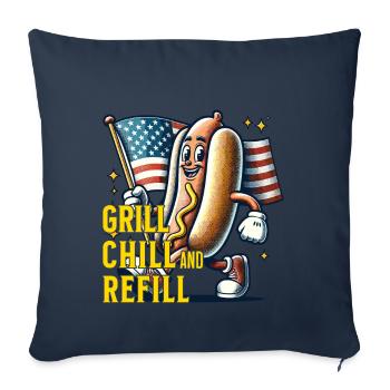 Grill Chill Refill Funny Bbq Pun Retro - Sofa pillowcase 17,3'' x 17,3'' (45 x 45 cm) - navy - Front