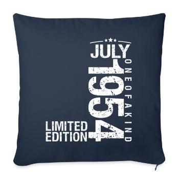 Juillet 1954 Juillet anniversaire Juillet 1954 - Housse de coussin décorative 45 x 45 cm - bleu marine - Devant