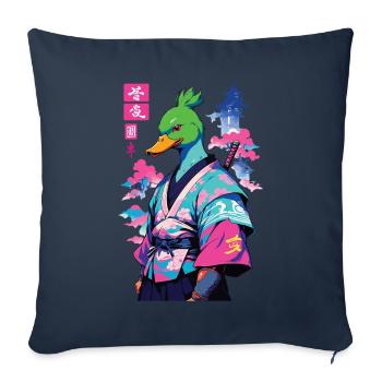 Samurai Duck in Aesthetic Vaporwave Style - Sofa pillowcase 17,3'' x 17,3'' (45 x 45 cm) - navy - Front