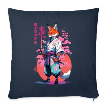 Kitsune Samurai Fox Aesthetic Vaporwave Style - Sofa pillowcase 17,3'' x 17,3'' (45 x 45 cm) - navy - Front
