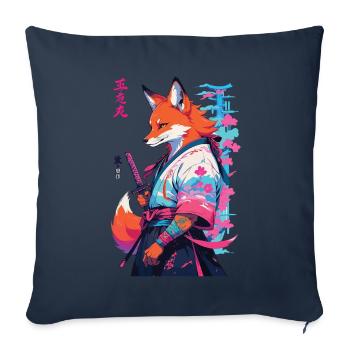 Kitsune Samurai Fox Aesthetic Vaporwave Style - Sofa pillowcase 17,3'' x 17,3'' (45 x 45 cm) - navy - Front