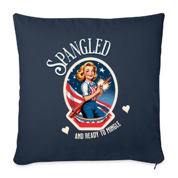 Prêt à se mêler rétro Vintage Design Drapeau américain - Housse de coussin décorative 45 x 45 cm - bleu marine - Devant