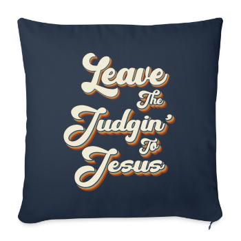 Laissez le jugement à Jésus - Housse de coussin décorative 45 x 45 cm - bleu marine - Devant