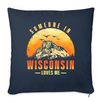 Quelqu’un dans le Wisconsin m’aime - Housse de coussin décorative 45 x 45 cm - bleu marine - Devant