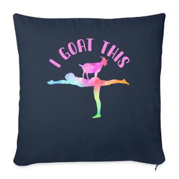 Je chèvre ce passionné de yoga - Housse de coussin décorative 45 x 45 cm - bleu marine - Devant