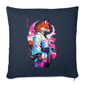Kitsune Samurai Fox Aesthetic Vaporwave Style - Sofa pillowcase 17,3'' x 17,3'' (45 x 45 cm) - navy - Front
