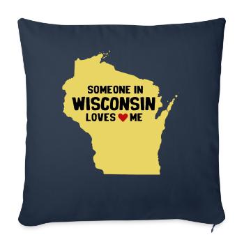Quelqu’un dans le Wisconsin m’aime - Housse de coussin décorative 45 x 45 cm - bleu marine - Devant