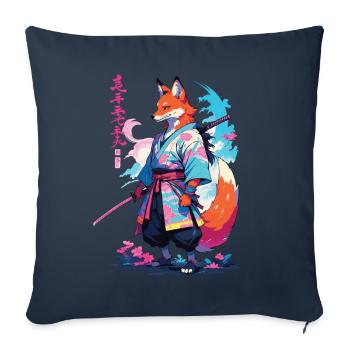 Kitsune Samurai Fox Aesthetic Vaporwave Style - Sofa pillowcase 17,3'' x 17,3'' (45 x 45 cm) - navy - Front