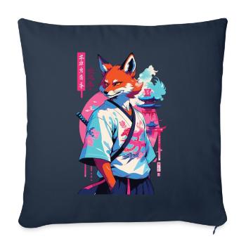 Kitsune Samurai Fox Aesthetic Vaporwave Style - Sofa pillowcase 17,3'' x 17,3'' (45 x 45 cm) - navy - Front