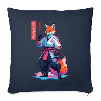 Kitsune Samurai Fox Aesthetic Vaporwave Style - Sofa pillowcase 17,3'' x 17,3'' (45 x 45 cm) - navy - Front