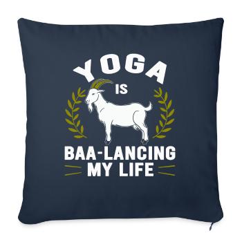 Goat Yoga Équilibrer ma vie - Housse de coussin décorative 45 x 45 cm - bleu marine - Devant