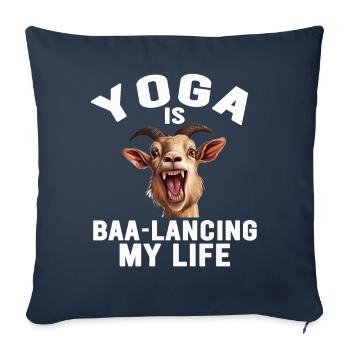 Goat Yoga Équilibrer ma vie - Housse de coussin décorative 45 x 45 cm - bleu marine - Devant