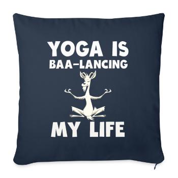Goat Yoga Équilibrer ma vie - Housse de coussin décorative 45 x 45 cm - bleu marine - Devant