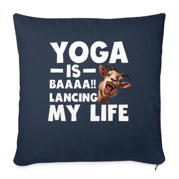 Goat Yoga Équilibrer ma vie - Housse de coussin décorative 45 x 45 cm - bleu marine - Devant