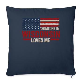 Quelqu’un dans le Wisconsin m’aime - Housse de coussin décorative 45 x 45 cm - bleu marine - Devant