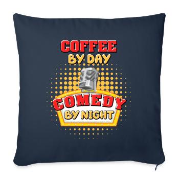Café Le jour Comédie La nuit Comédien - Housse de coussin décorative 45 x 45 cm - bleu marine - Devant