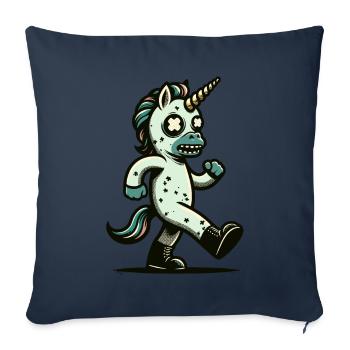 Zombie Licorne Mort-vivant Créature mystique - Housse de coussin décorative 45 x 45 cm - bleu marine - Devant