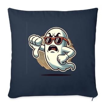 Cool Ghost donne des pouces vers le bas Fantôme d’Halloween - Housse de coussin décorative 45 x 45 cm - bleu marine - Devant