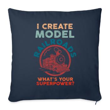 I Create Model Railroads Superpower - Sofa pillowcase 17,3'' x 17,3'' (45 x 45 cm) - navy - Front