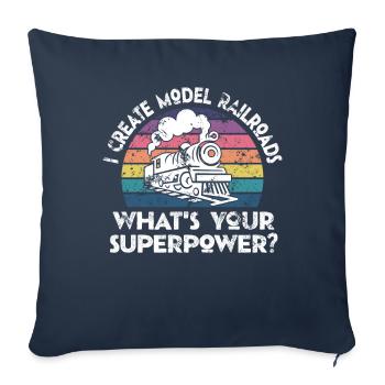 I Create Model Railroads Superpower - Sofa pillowcase 17,3'' x 17,3'' (45 x 45 cm) - navy - Front