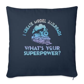 I Create Model Railroads Superpower - Sofa pillowcase 17,3'' x 17,3'' (45 x 45 cm) - navy - Front