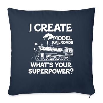I Create Model Railroads Superpower - Sofa pillowcase 17,3'' x 17,3'' (45 x 45 cm) - navy - Front