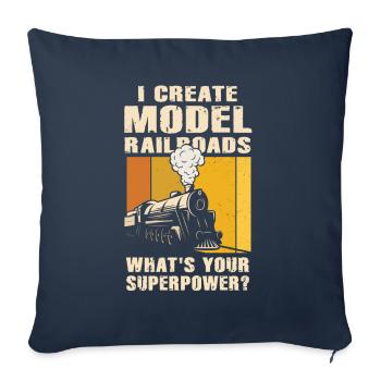 I Create Model Railroads Superpower - Sofa pillowcase 17,3'' x 17,3'' (45 x 45 cm) - navy - Front