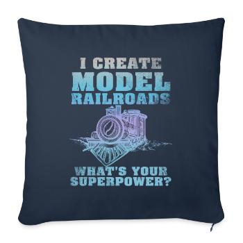 I Create Model Railroads Superpower - Sofa pillowcase 17,3'' x 17,3'' (45 x 45 cm) - navy - Front