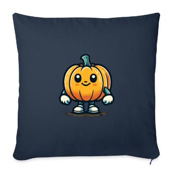 Citrouille Kawaii Citrouille d’Halloween mignonne - Housse de coussin décorative 45 x 45 cm - bleu marine - Devant