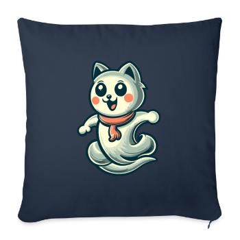 Cute Ghosts Cat Kawaii Ghost Pet - Sofa pillowcase 17,3'' x 17,3'' (45 x 45 cm) - navy - Front
