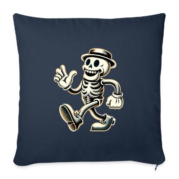 Retro Vintage Cartoon Halloween Bone Skeleton - Sofa pillowcase 17,3'' x 17,3'' (45 x 45 cm) - navy - Front
